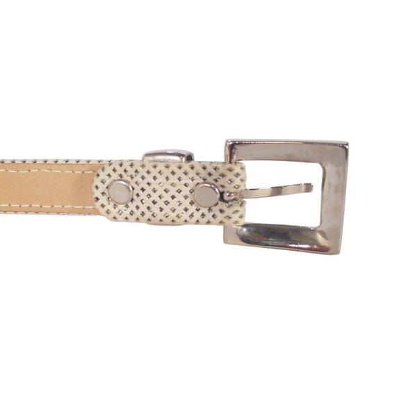 BB SIMON Vintage Perforated Leather Belt, Crystal Buckle Sz M (29"-33") - Picture 3 of 6
